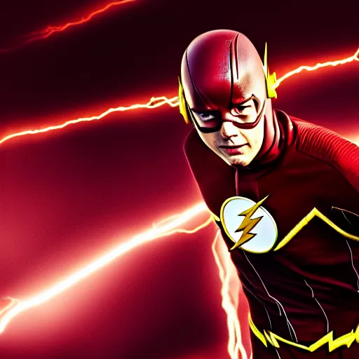 Prompt: adam scott as the flash, photo, detailed, 4 k