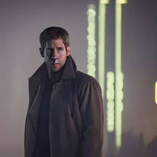 Prompt: cinematic film still of Jim Halpert in Blade Runner 2049