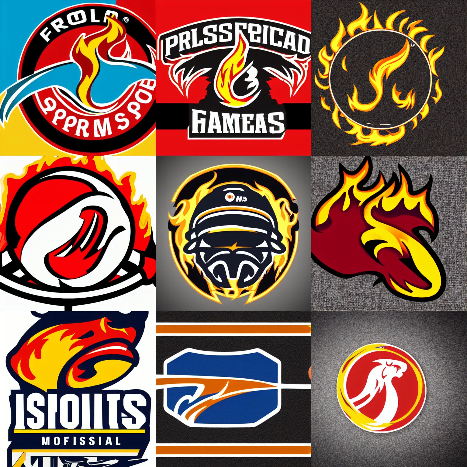 Prompt: professional logo, for a sports team, flaming - o's, no text