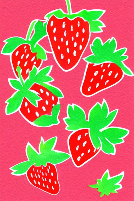 Prompt: minimalist watercolor art of strawberries, illustration, vector art