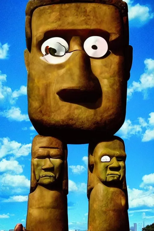 caricature cartoon moai statue popart slap face, Stable Diffusion