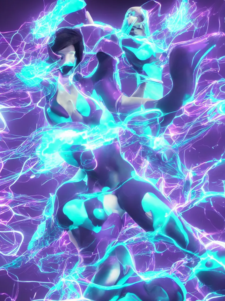 Image similar to electric space mermaid full body octane render