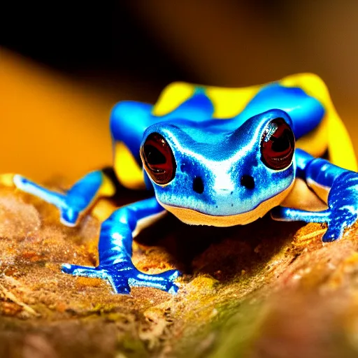 Image similar to an award winning photo of a poison dart frog looking at the camera, nature photography, National Geographic, 4k