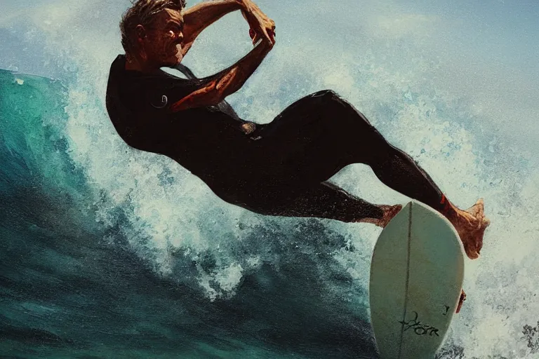 Prompt: portrait of surfer Tom Curren by Greg Rutkowski