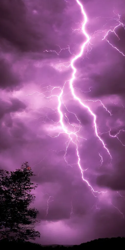 Prompt: high quality digital artwork of a colorful purple red magical white lightning storm on tall stony mountains