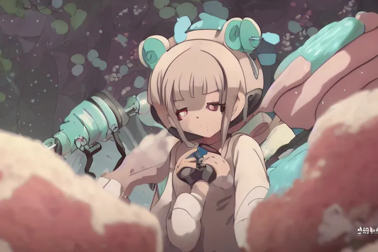 Image similar to tardigrade anime girl, panarthropoda kemonomimi, anime style woman with anthropomorphic tardigrade traits, cute anime screenshot, ultra detailed, 8 k high definition