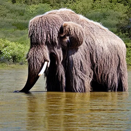 Image similar to wooly mammoth in a pond