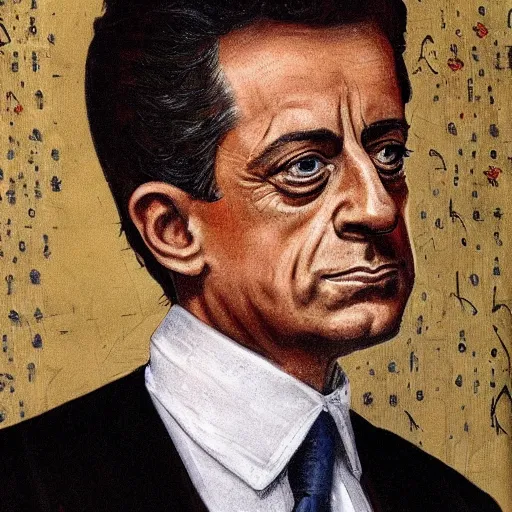 Image similar to a high quality and very detailed portrait of Nicolas Sarkozy, medieval art