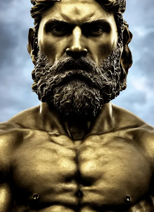 Image similar to ominous powerful marble sculpture of poseidon ’ s face, hyper - detailed, ultra - realistic, photo - bash, 8 k post - production, masterpiece, physically based rendering, intricate, golden ratio, environmental key art, octane render, weta digital, ray trace