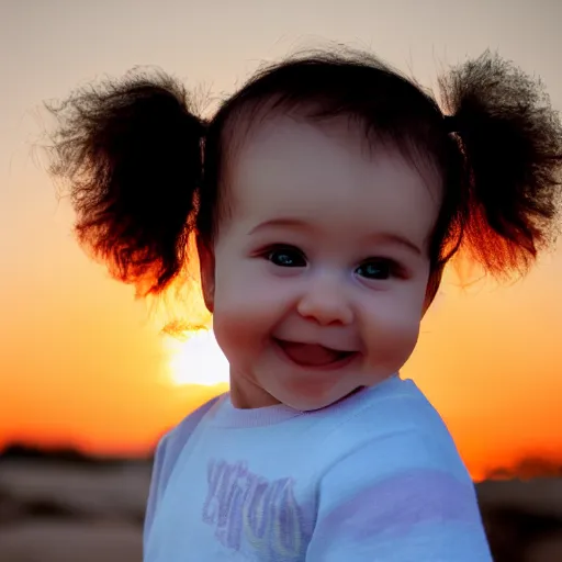 Image similar to baby smiling at sunset