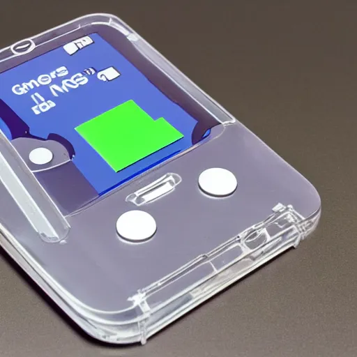 Image similar to an isometric product shot of a clear gameboy dmg
