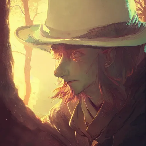 Image similar to snufkin, digital illustration portrait design, by android jones and greg rutkowski, retrowave color scheme, detailed, cinematic lighting, wide angle action dynamic portrait