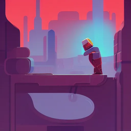 Image similar to a person thinking, james gilleard, print, game art