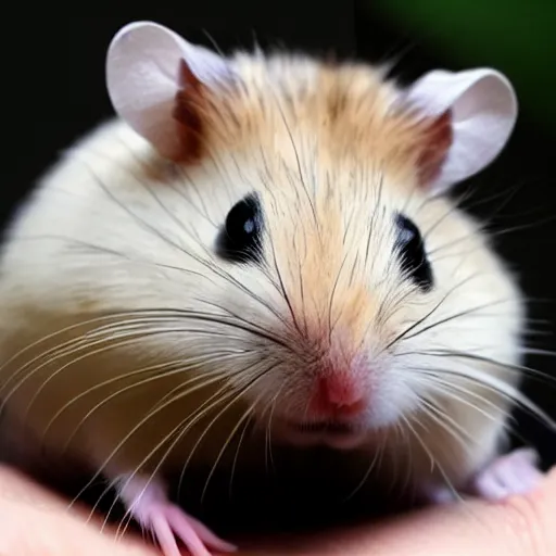 Prompt: a hamster with realistic human eyes