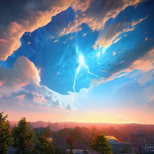 Prompt: explosion of colors in the sky, high details, realistic, art by unreal engine 5 art