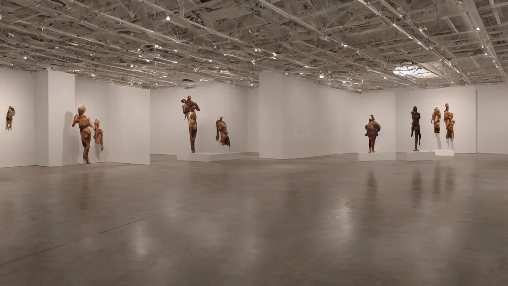 Image similar to gallery view, new sculptures by paul mccarthy and ron mueck