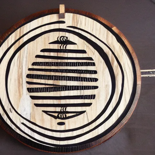 Image similar to mbira wooden logo black and white