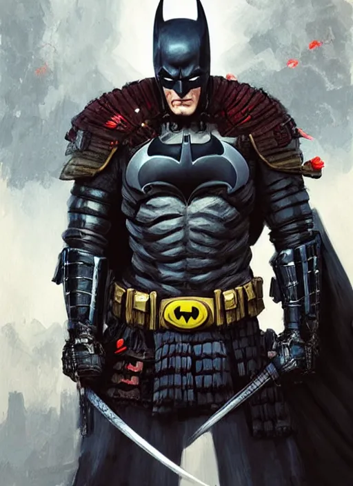 Prompt: digital _ painting _ of _ samurai batman _ by _ filipe _ pagliuso _ and _ justin _ gerard _ symmetric _ fantasy _ highly _ detailed _ realistic _ intricate _ port