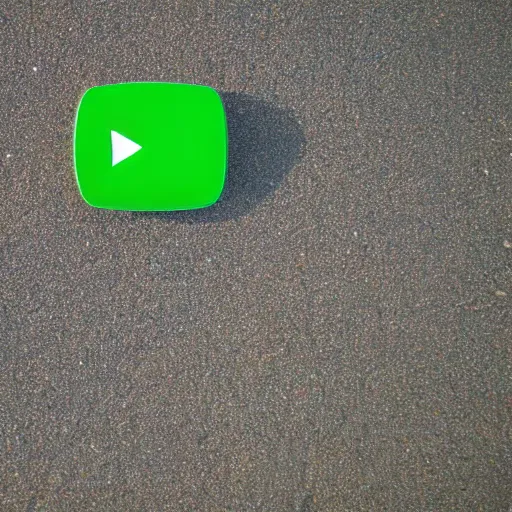 Prompt: Green youtube logo walking on the beach