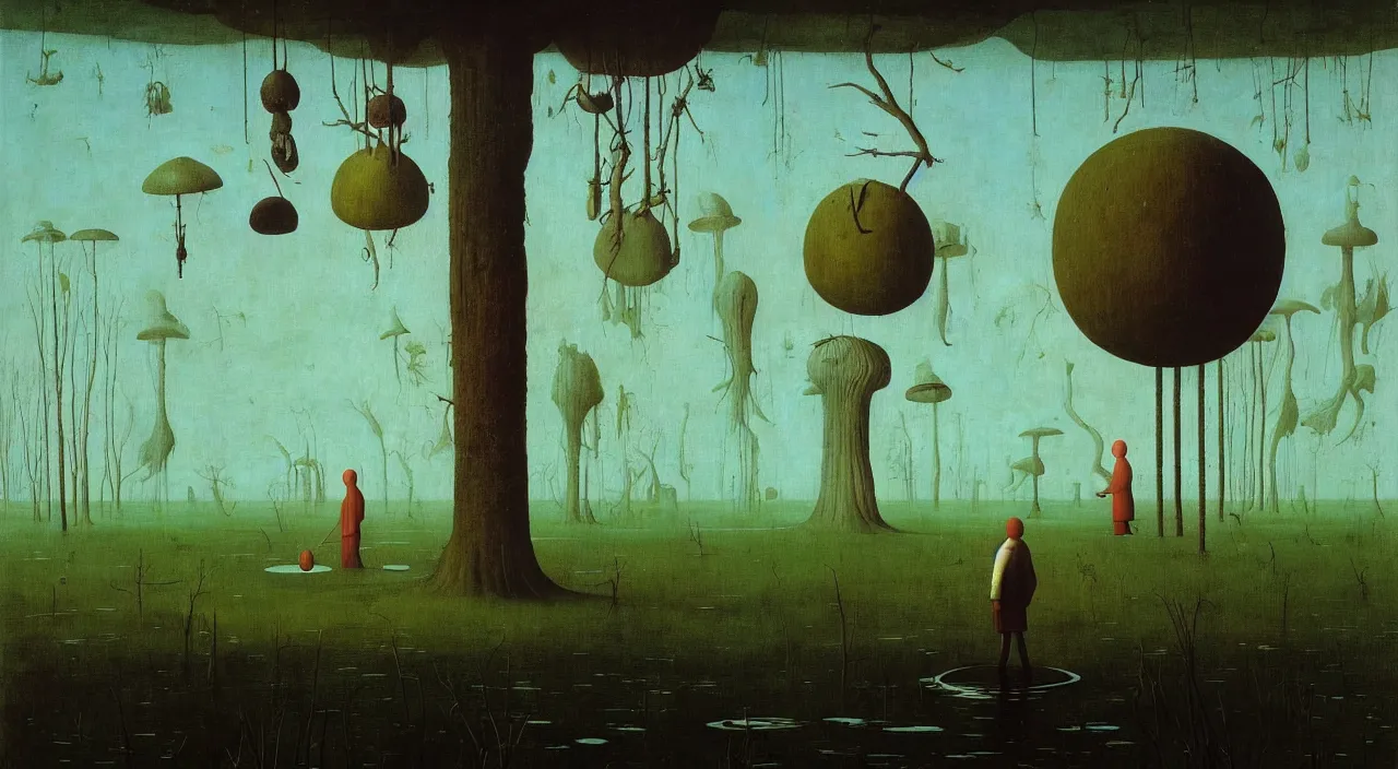 Prompt: single flooded simple!! fungus pole, very coherent and colorful high contrast masterpiece by franz sedlacek hieronymus bosch dean ellis simon stalenhag rene magritte gediminas pranckevicius, dark shadows, sunny day, hard lighting