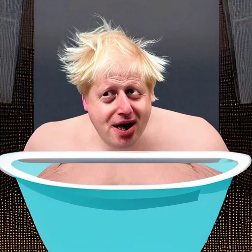 Image similar to boris johnson stuck in a bath tub full of beans