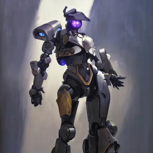 Image similar to greg manchess portrait painting of armored robotic violet evergarden as overwatch character, medium shot, asymmetrical, profile picture, organic painting, sunny day, matte painting, bold shapes, hard edges, street art, trending on artstation, by huang guangjian, gil elvgren, ruan jia, greg rutkowski, gaston bussiere