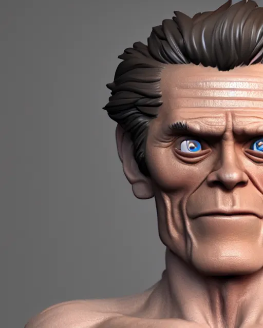 Prompt: full body 3d render of willem dafoe as a funko pop, studio lighting, white background, blender, trending on artstation, 8k, highly detailed