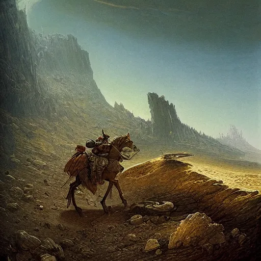 Image similar to A nomadic wanderer traversing a corrupted crystal desert by Jacek Yurka, Carl Gustav Carus