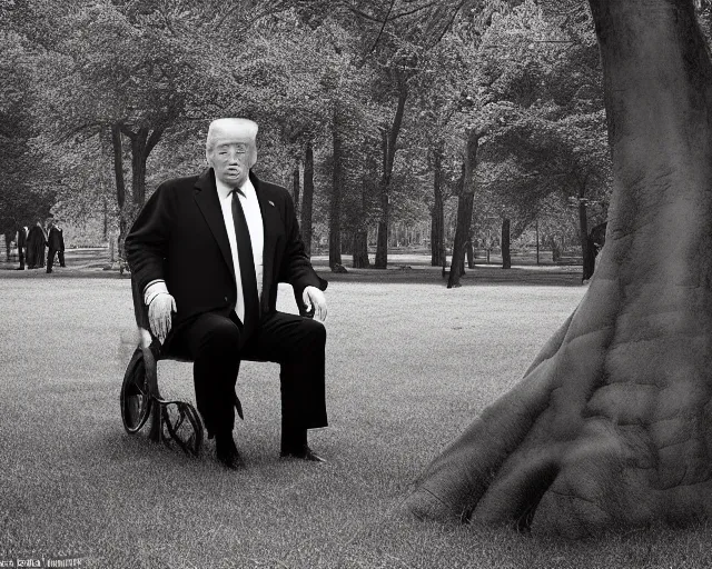 Image similar to award winning 5 5 mm portrait photo of trump as songok, in a park by stefan kostic.