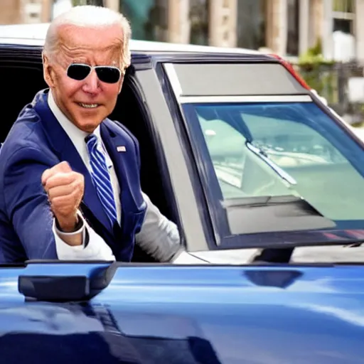 Prompt: joe biden driving a canta lx in the netherlands