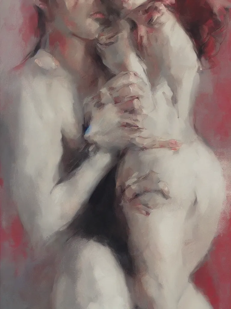 Prompt: spontaneous romantic portrait underpainting, beautiful juicy brush strokes, alla prima, realist, by richard schmid and sargent, trending on cgsociety, red