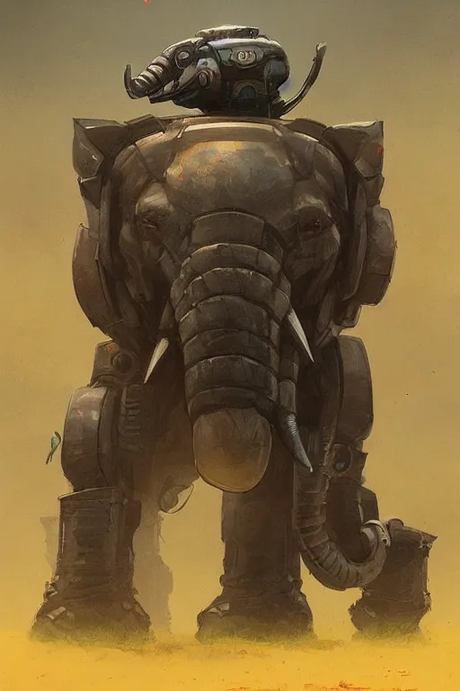 Image similar to robot war elephant in the style of Greg rutkowski