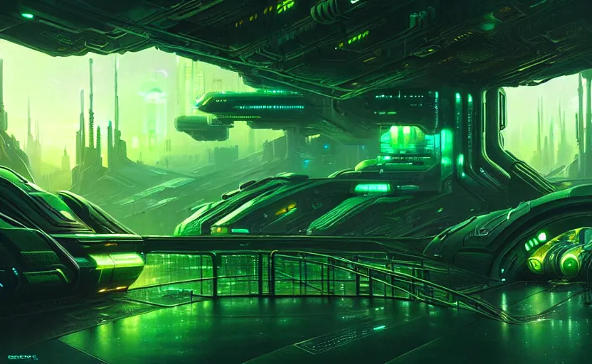 Prompt: cyber punk green garder, futuristic atmosphere, sci-fi, intricate, detailed, photorealistic imagery, artstation, by Greg Rutkowski and Gaston Bussiere and Evgeny Lushpin