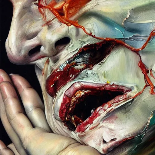 Prompt: high quality high detail painting by lucian freud and jenny saville, hd, zombie, turquoise