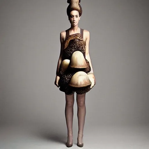 Image similar to “Haute couture mushroom dress”