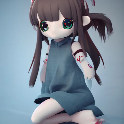 Image similar to cute fumo plush of a girl with four arms, monstergirl, anime, bokeh, vray