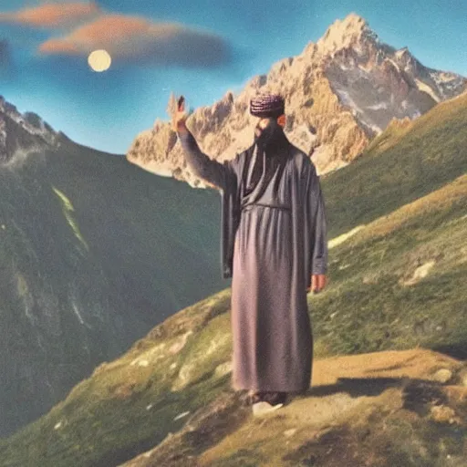 Image similar to a glorified muslim, over the mountains