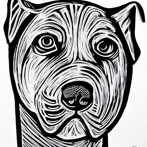 Image similar to dog linocut print by Julie de Graag