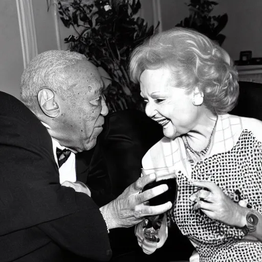 Image similar to bill cosby handing betty white a drink