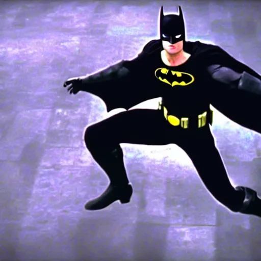 Image similar to a still of batman in the matrix ( 1 9 9 9 ), film footage, 4 k, highly detailed, screencap