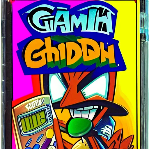 Prompt: game boy color cover of a crash bandicoot PS1 port, highly detailed, box art, bright colors, cartoony, stylized logo, sharp focus, smooth