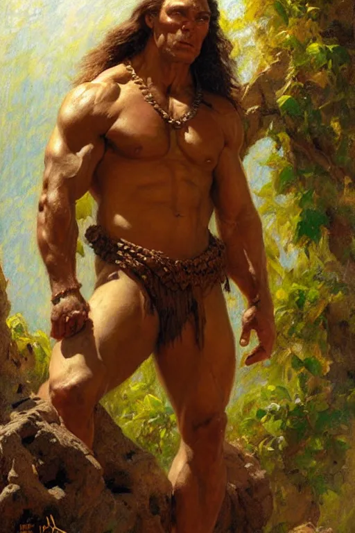 Image similar to muscular tarzan, highly detailed painting by gaston bussiere, craig mullins, j. c. leyendecker 8 k