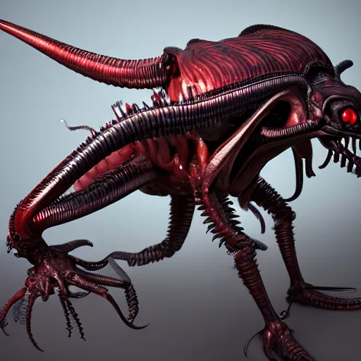 Prompt: a crossbreed between a cockroach and xenomorph, trending on artstation, zbrush, photorealistic details, intricately defined, comprehensive art, complexly detailed, professional photography, 4 k, 8 k