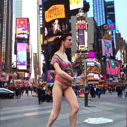 Image similar to beautiful barefoot cleopatra confused in times quare