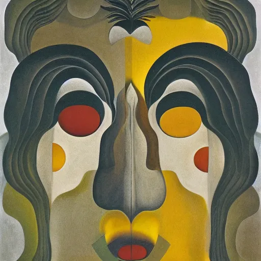 Image similar to floral face portrait by leonetto cappiello and wojciech siudmak and ernst fuchs, anni albers, oil on canvas