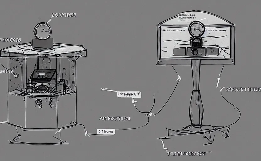 Prompt: A diagram of a teleportation machine