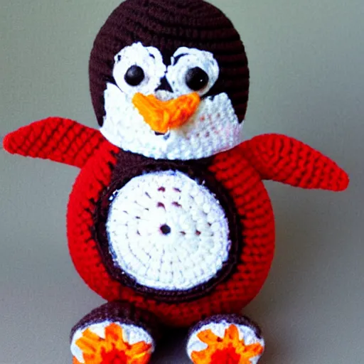 Image similar to crocheted penguin doll,