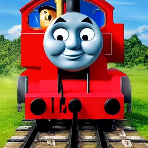 Image similar to thomas the tank engine in the trolley dillema