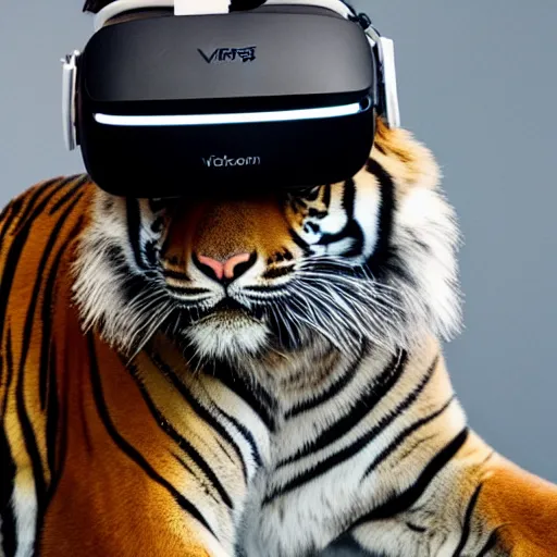 Image similar to a tiger wearing a vr headset