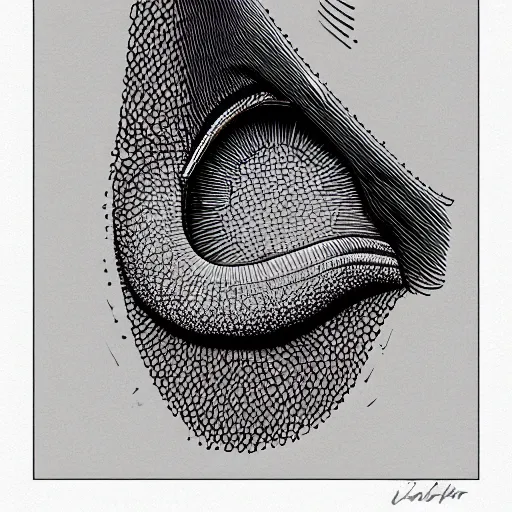 Image similar to stipple shaded illustration of a human ear, a bird looking inside the ear, by ilya kuvshinov, anatomy book, retro flat colors, retrofuturism